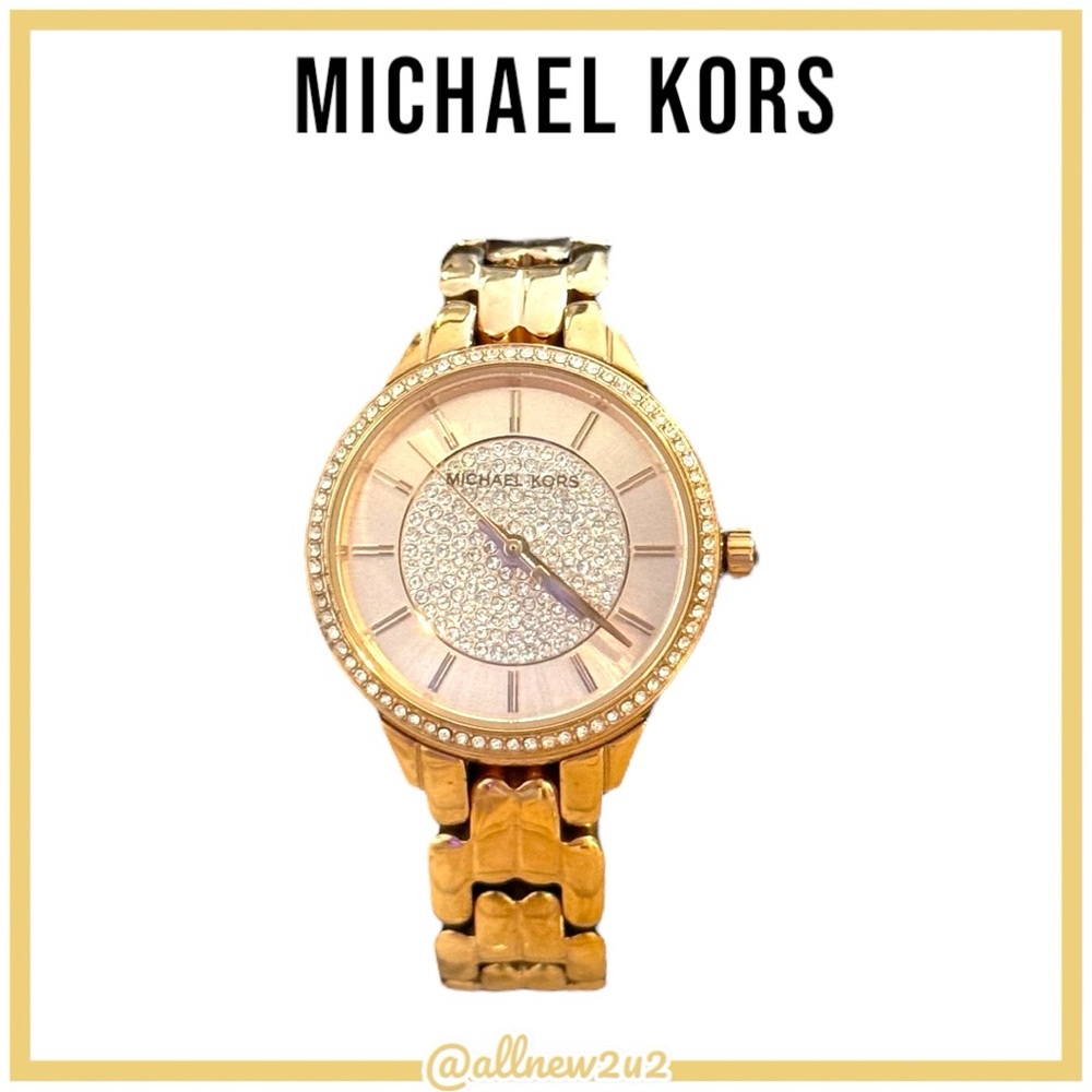 Michael Kors 4413 Mini Allie Rose Gold-Tone Crystal Watch Sized to 6" - Picture 2 of 16